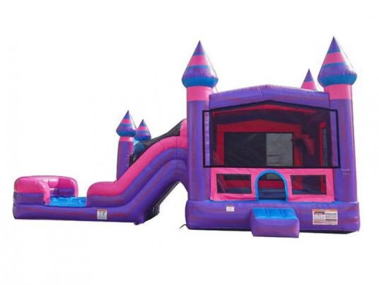 Purple Rain Bounce House With Double Slide Combo