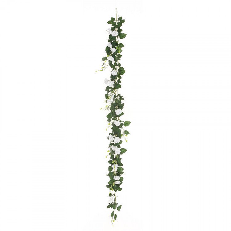 6ft | 20 White Artificial Silk Roses Flower Garland