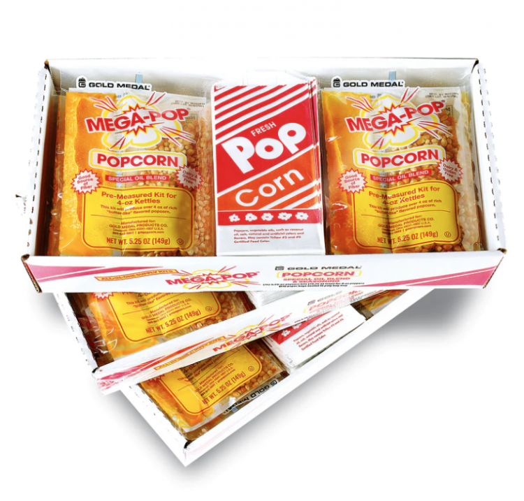 Popcorn all in one kit - 60 individual bags, 15 Popcorn/Oil/