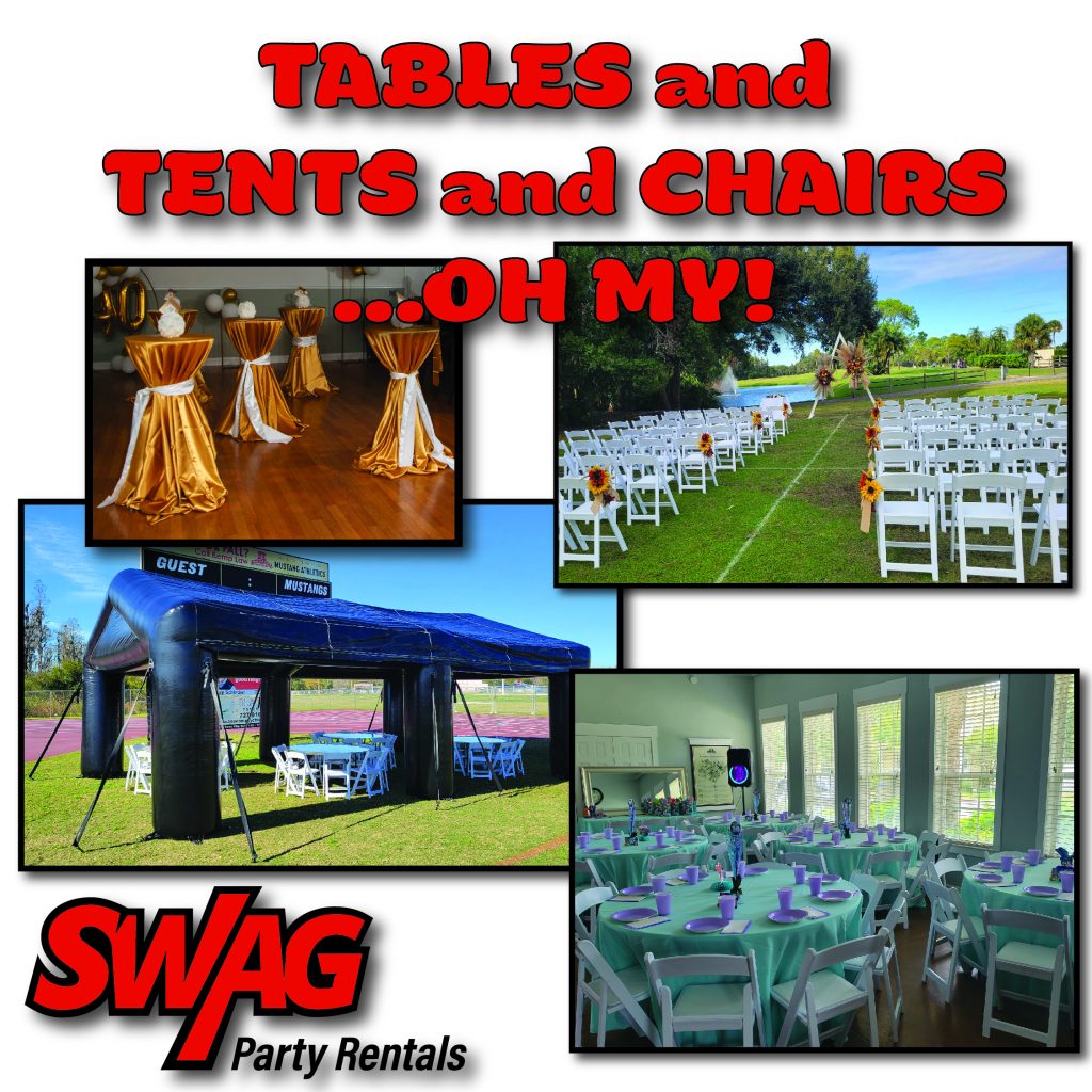 tents, tables and chairs for parties and events