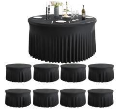 Round Wavy Black Linens