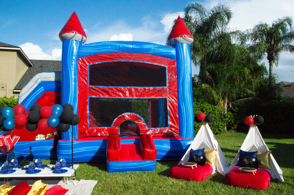 video game bounce house birthday party