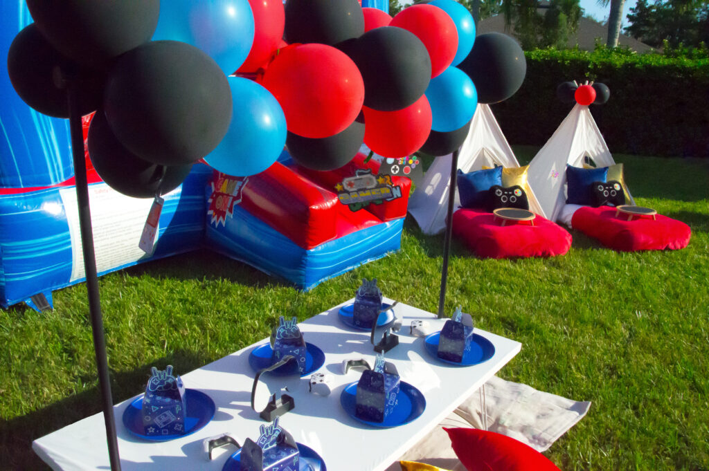 video game picnic birthday party
