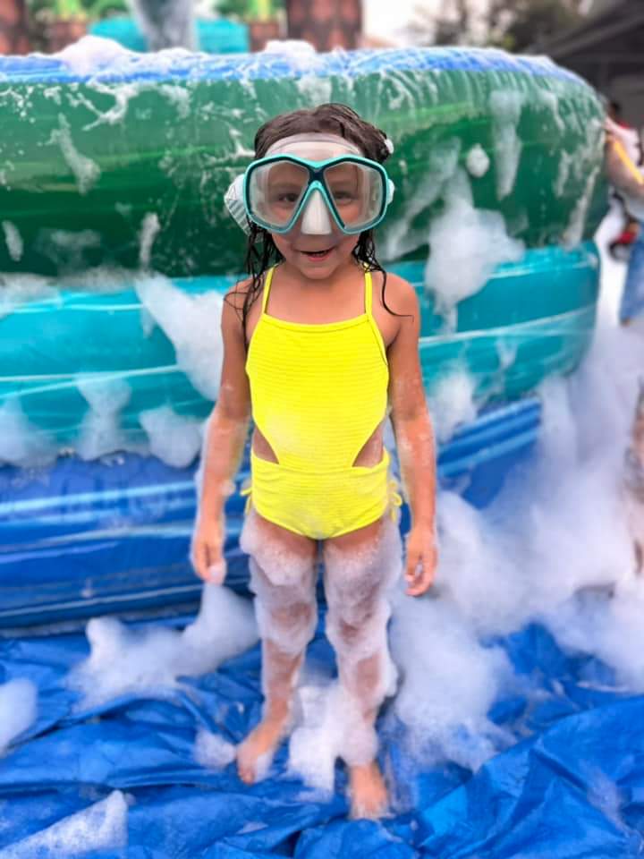 kids playing in foam party rental in Trinity and Lutz Florida backyard event