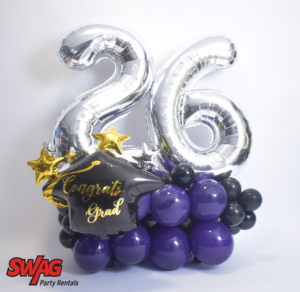 graduation balloon decor setup Odessa Florida backyard party
