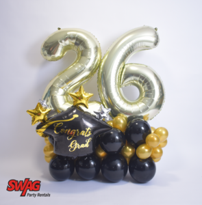 Graduation balloon décor for backyard party