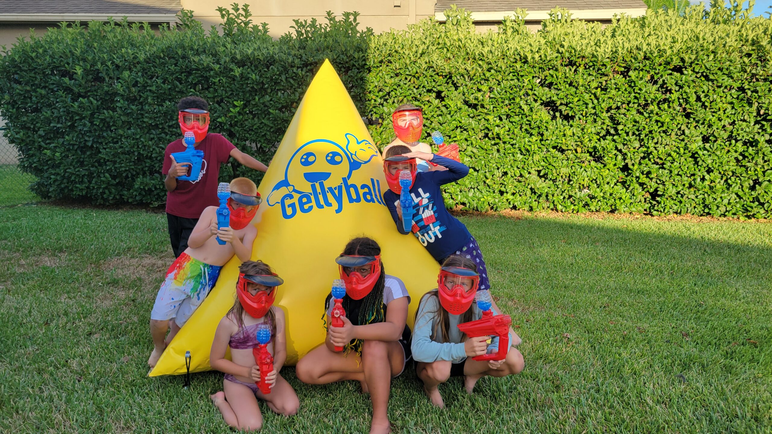 Kids playing Gellyball at birthday party