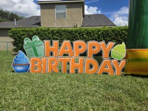 Nerf birthday yard display in Florida