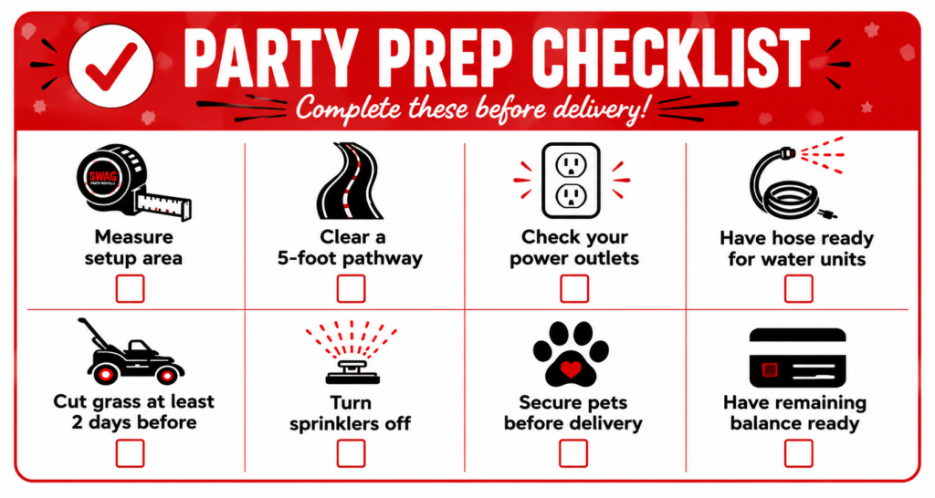 SWAG Party Rentals Party Prep Checklist