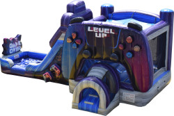 Video Game Wet/Dry Combo Dual LaneWater Slide & Bounce House