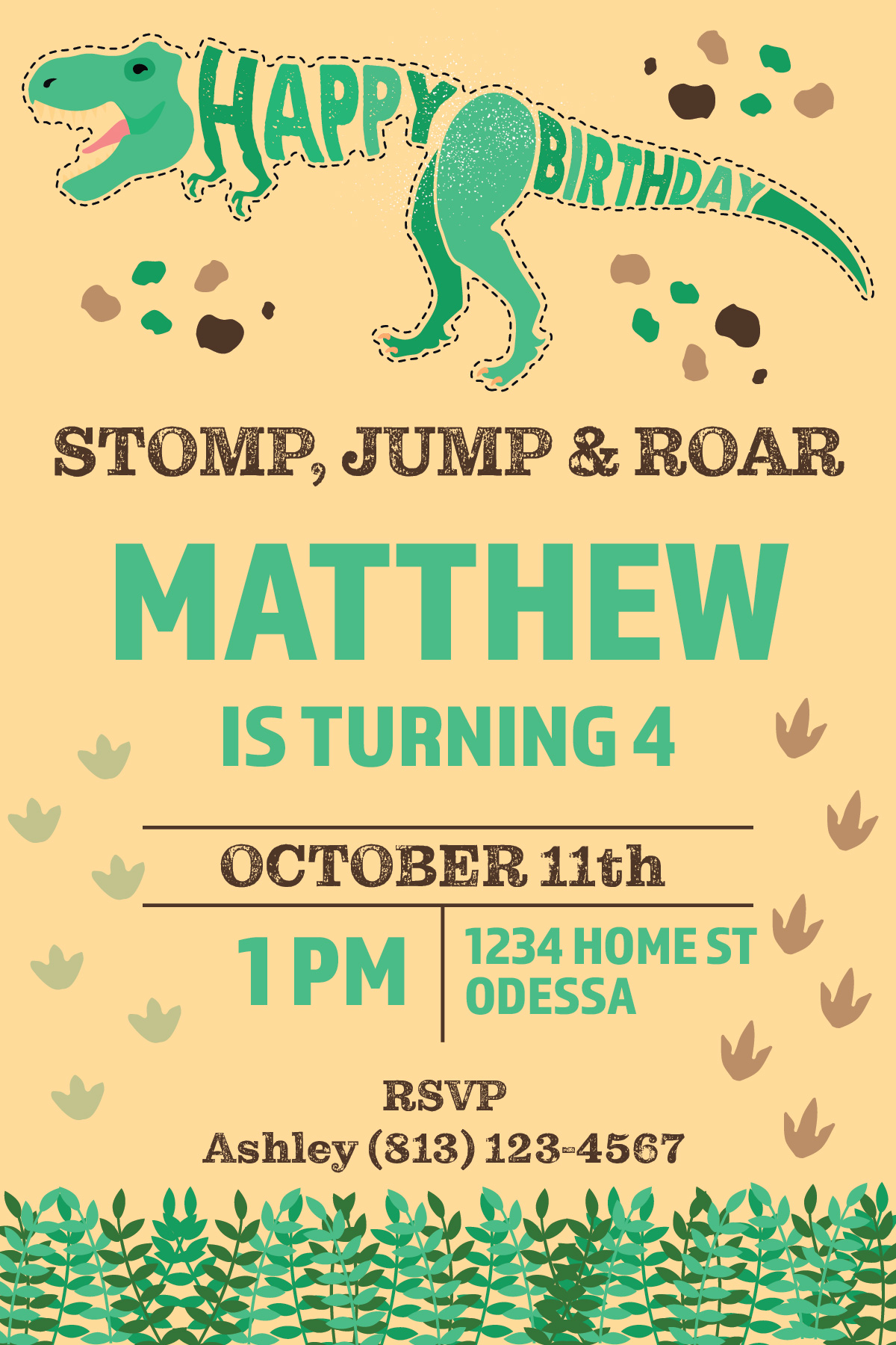 dinosaur birthday invitation odessa fl