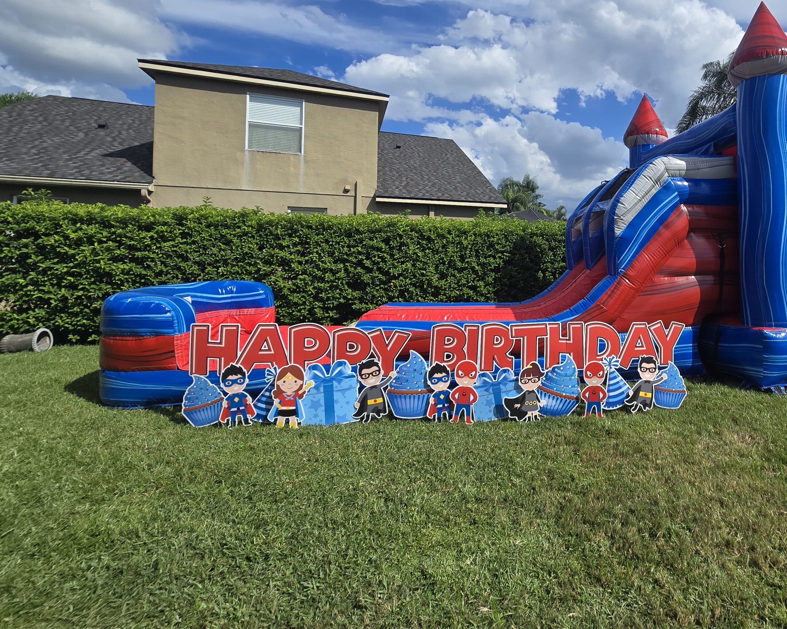 super hero birthday party sign in trinity fl